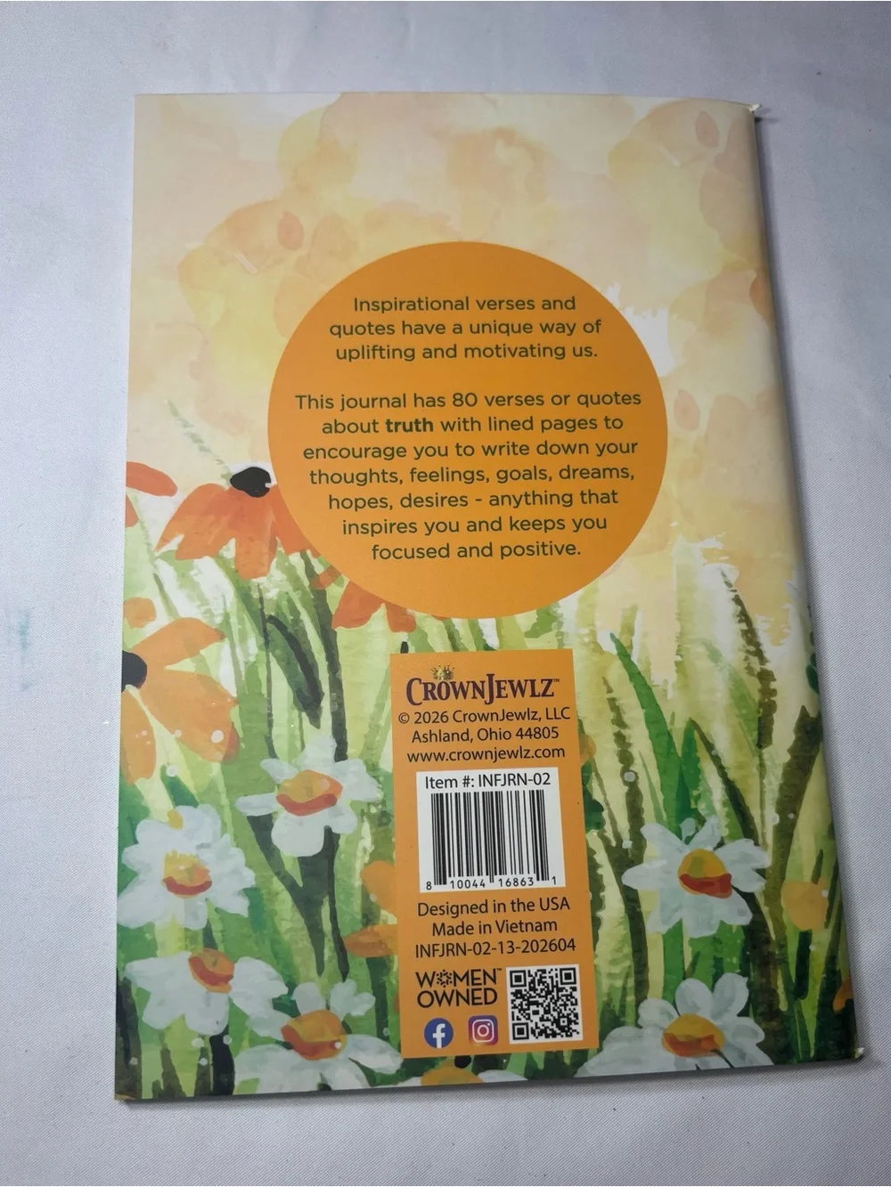 New Inspirational Floral Journal with Psalm Quote - Orange & Green